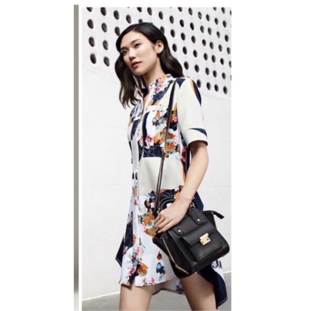 3.1 Phillip Lim Target 20th Anniversary Floral Patchwork Shirt Dress Tan Black M